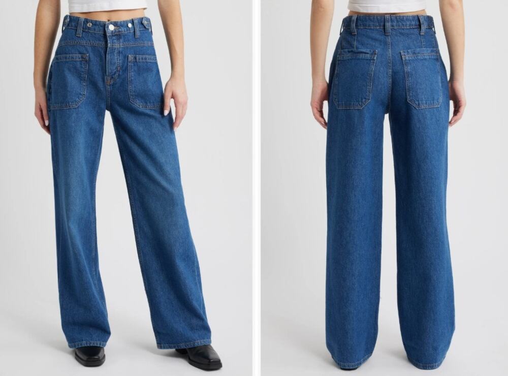 Free People x We the Free Palmer Baggy Jeans, Tunnel Vision Blue, Size 27